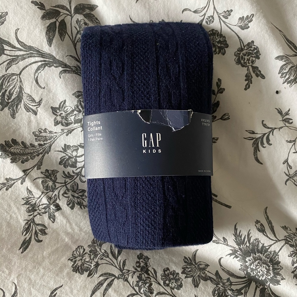 Navy Cable Knit Tights